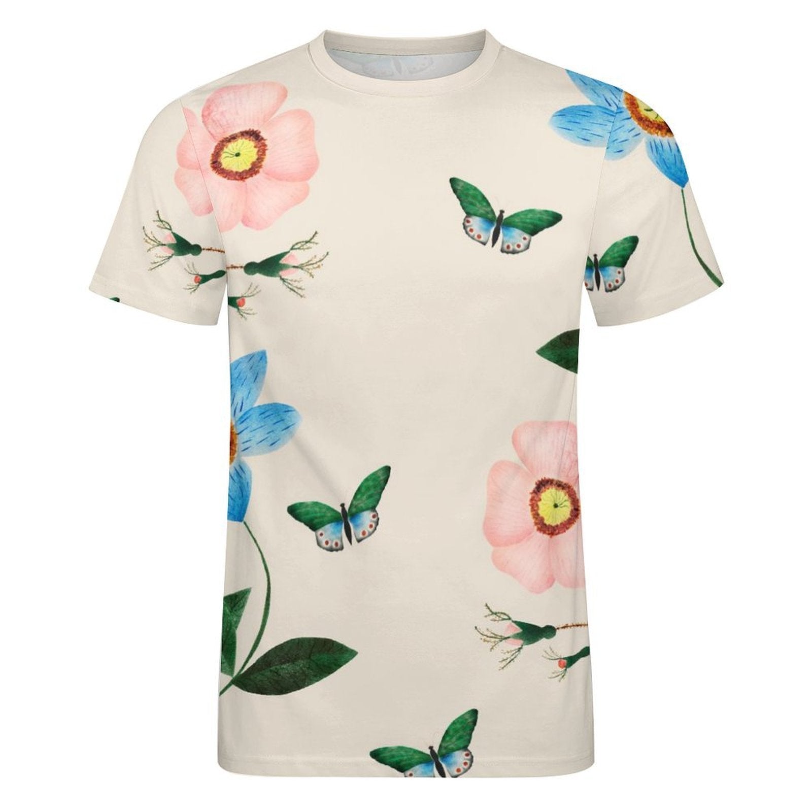 Ivory Garden T-Shirt - Men's Butterfly Print T Shirt Off White
