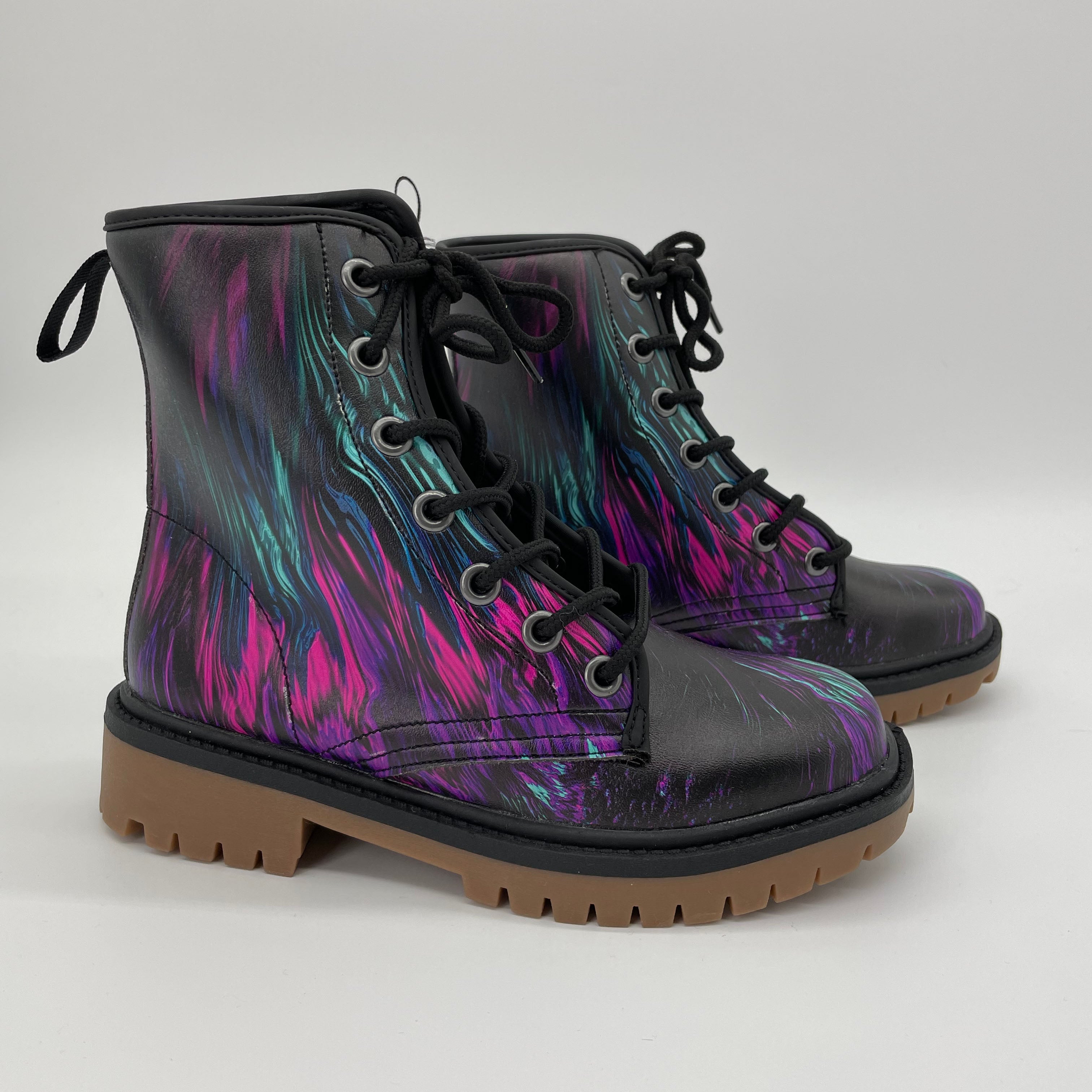 Purple Fairy Pattern Print Men Women Leather Boots main image 1