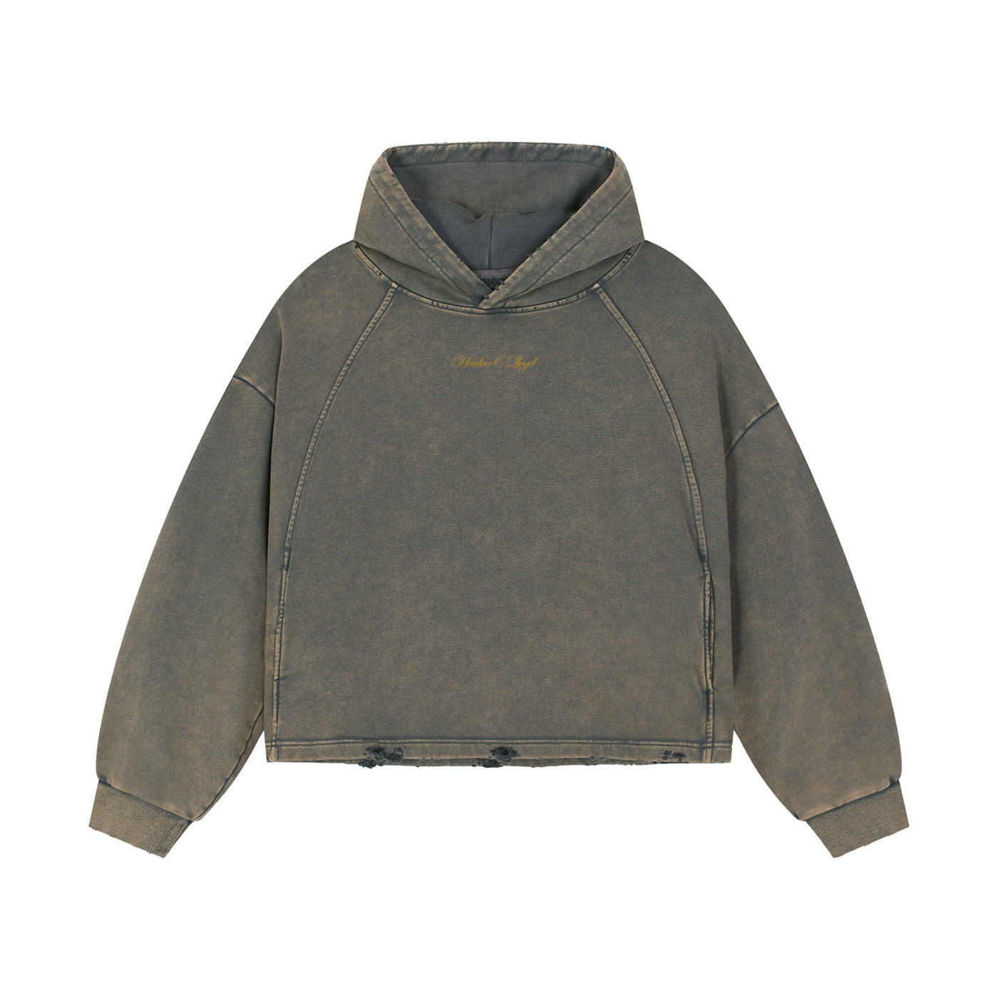 Vintage Heavyweight Washed Frayed-Hem Hoodie in Grey – Harlow & Lloyd