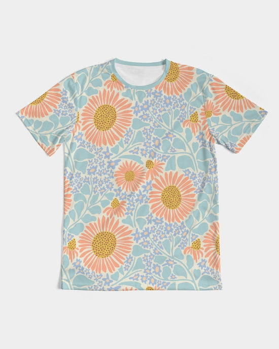 Retro Sunflowers Cyan Men's T Shirt
