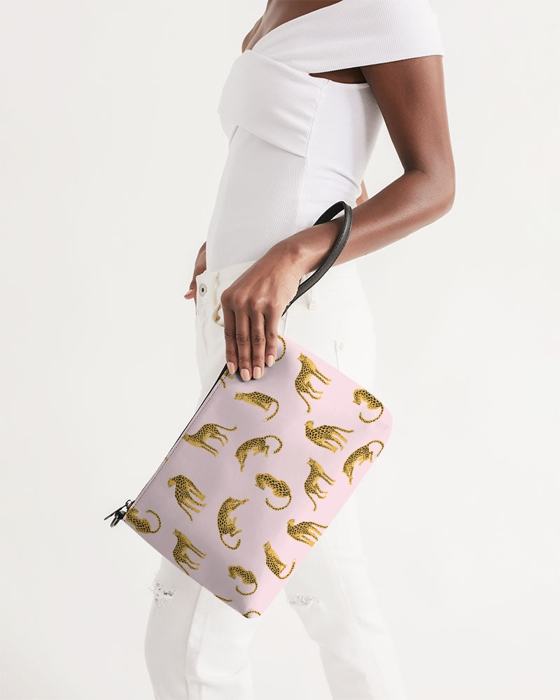 Pink Leopards Vegan Leather Daily Zip Pouch