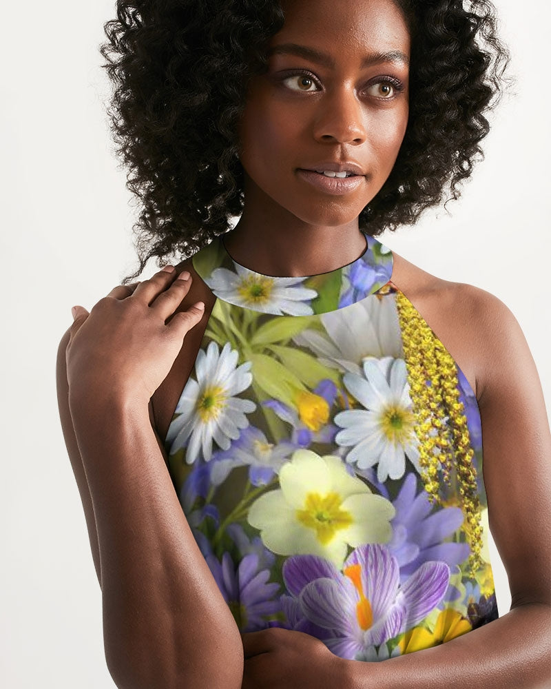 Spring Flowers Women's Halter Dress Harlow & Lloyd Spring Flowers Women's Halter Dress Harlow & Lloyd