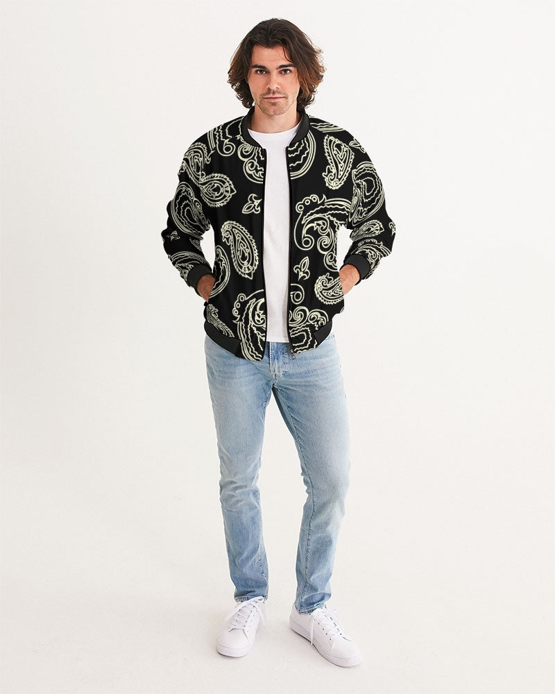 Black Bone Paisley Men's Bomber Jacket – Harlow Lloyd - Main Image