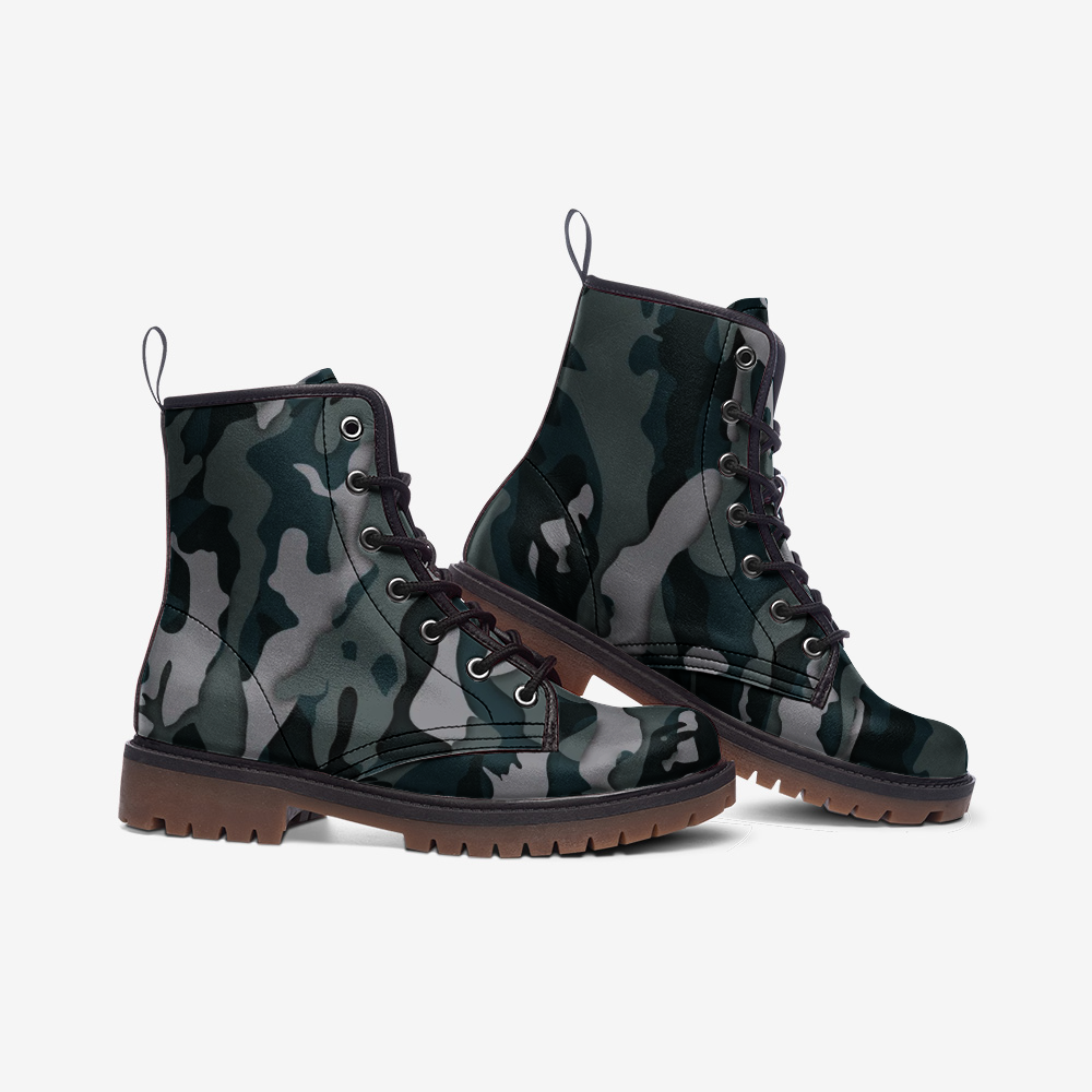 Green Camo Lace Up Boots