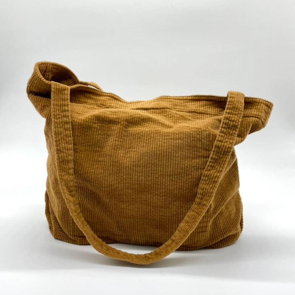 Brown Corduroy Tote Bag
