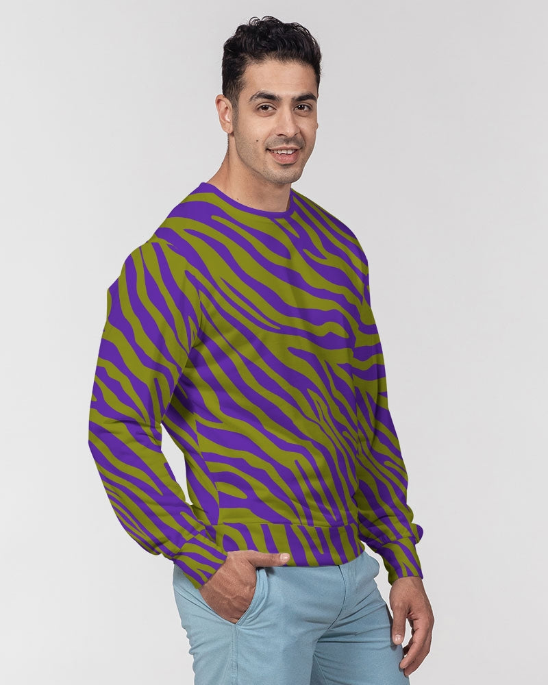 Purple Olive Zebra Men's French Terry Pullover Sweatshirt