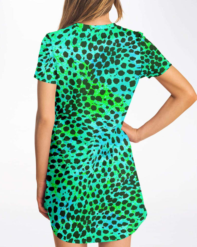 Neon Green Leopard T Shirt Dress