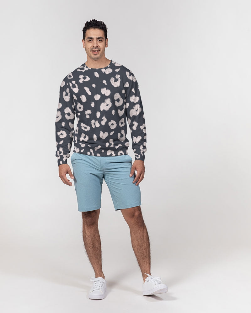 Charcoal Vanilla Leopard Print Men's French Terry Pullover Sweatshirt ...