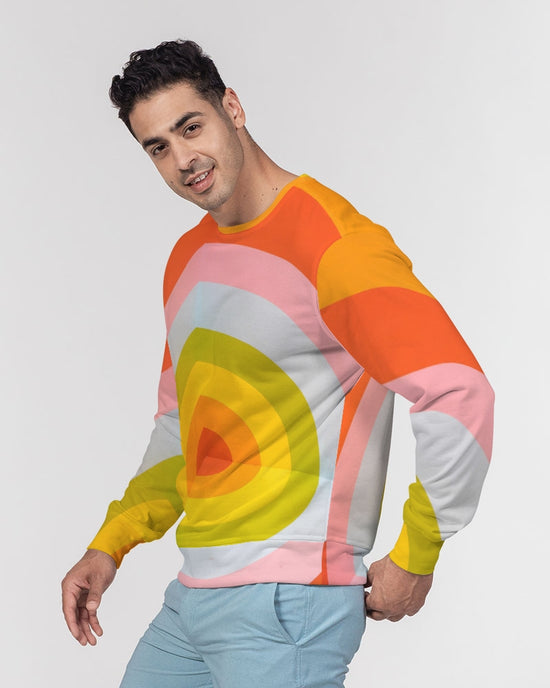 Orange Vortex Men's French Terry Pullover Sweatshirt