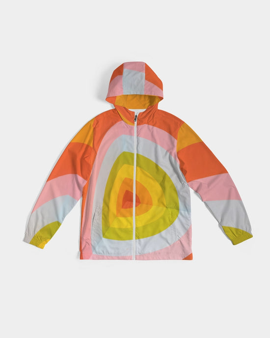 Orange Vortex Men's Windbreaker Hooded Jacket