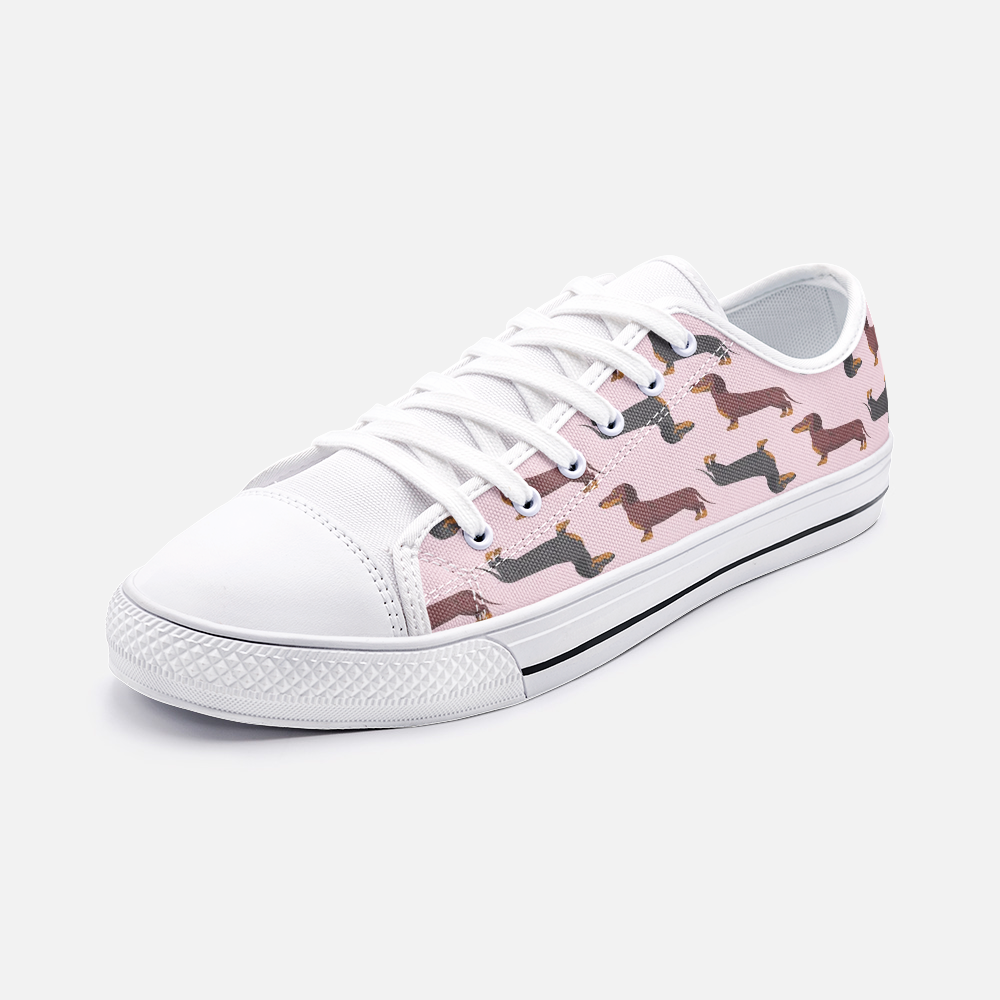 Dachshund Pink Low Top Unisex Canvas Sneakers