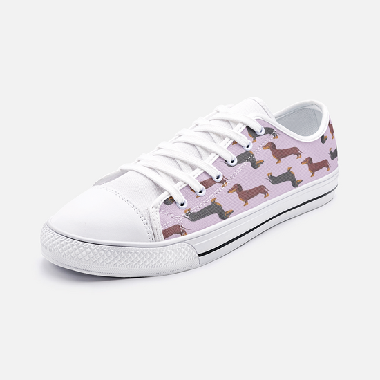 Dachshund Mauve Low Top Unisex Canvas Sneakers