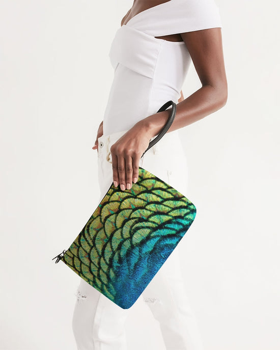 Vivid Peacock Vegan Leather Daily Zip Pouch