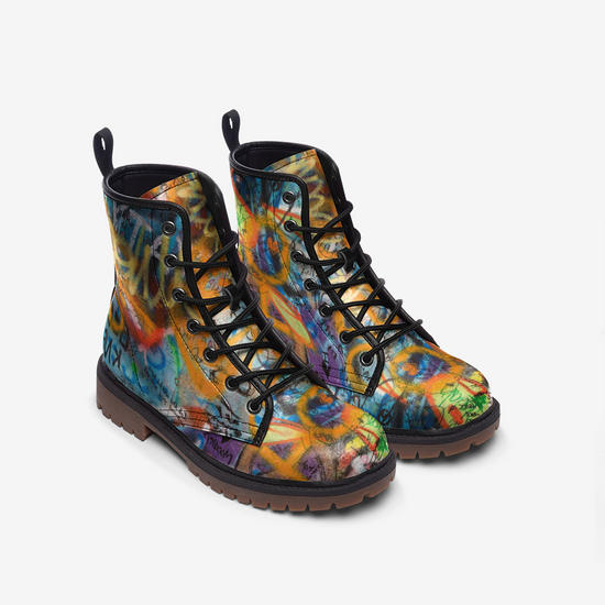 Peace Graffiti Lace Up Boots