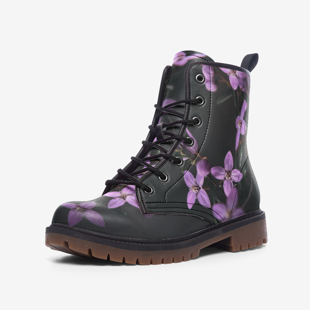Mauve Flower Lace Up Boots
