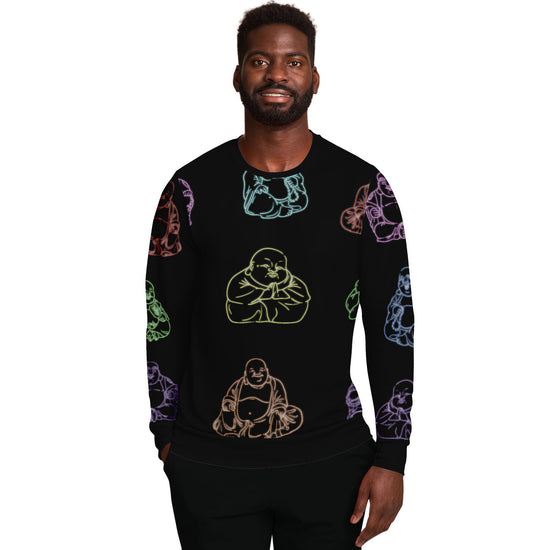 Neon Buddhas Black Unisex Fleece Sweatshirt