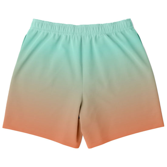 Green Orange Color Fade Fleece Shorts