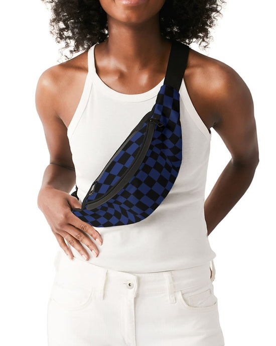 Black & Blue Checkerboard Crossbody Sling Bag (Unisex)