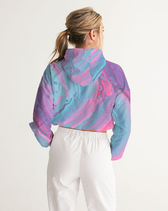 Marshmallow Marbled Women's Cropped Windbreaker Jacket