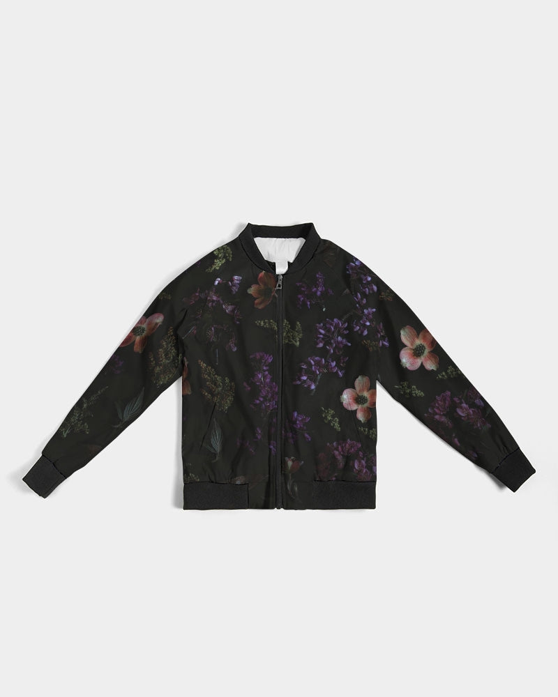 Black Floral Women's Bomber Jacket