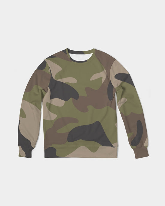 Woodland Camo Men's French Terry Pullover Sweatshirt