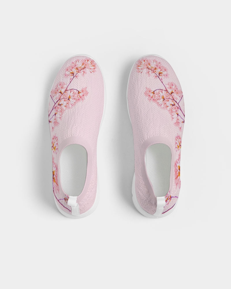Pink Cherry Blossom Women's Slip-On Flyknit Shoe