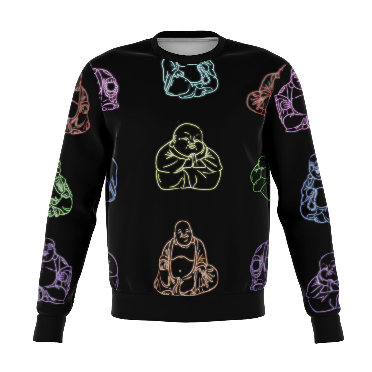 Neon Buddhas Black Unisex Fleece Sweatshirt