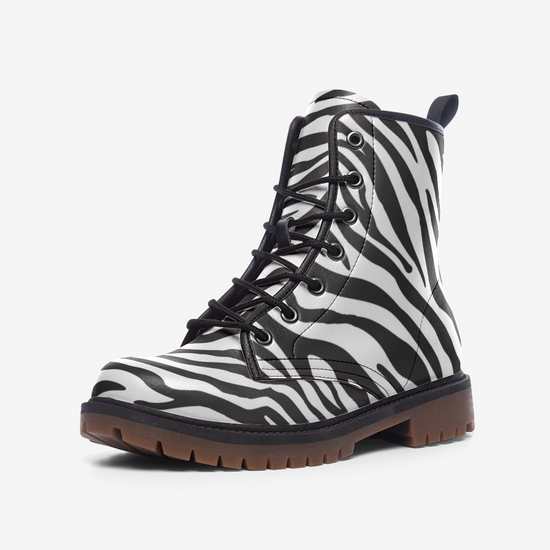 Zebra Stripe Lace Up Boots