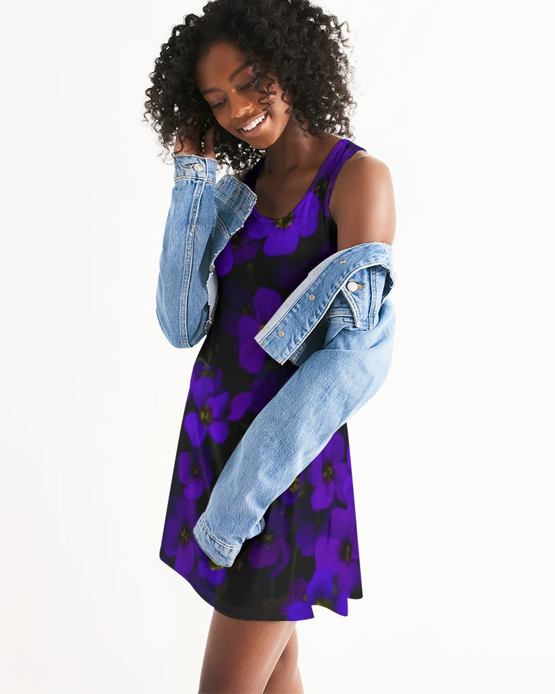 Midnight Purple Flower Women's Racerback Dress XL