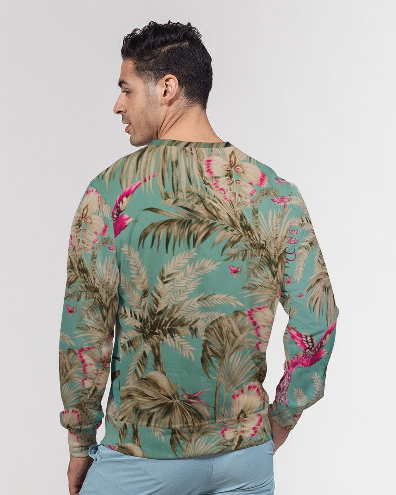 Vintage Bird & Tropical Palm French Terry Pullover Sweatshirt