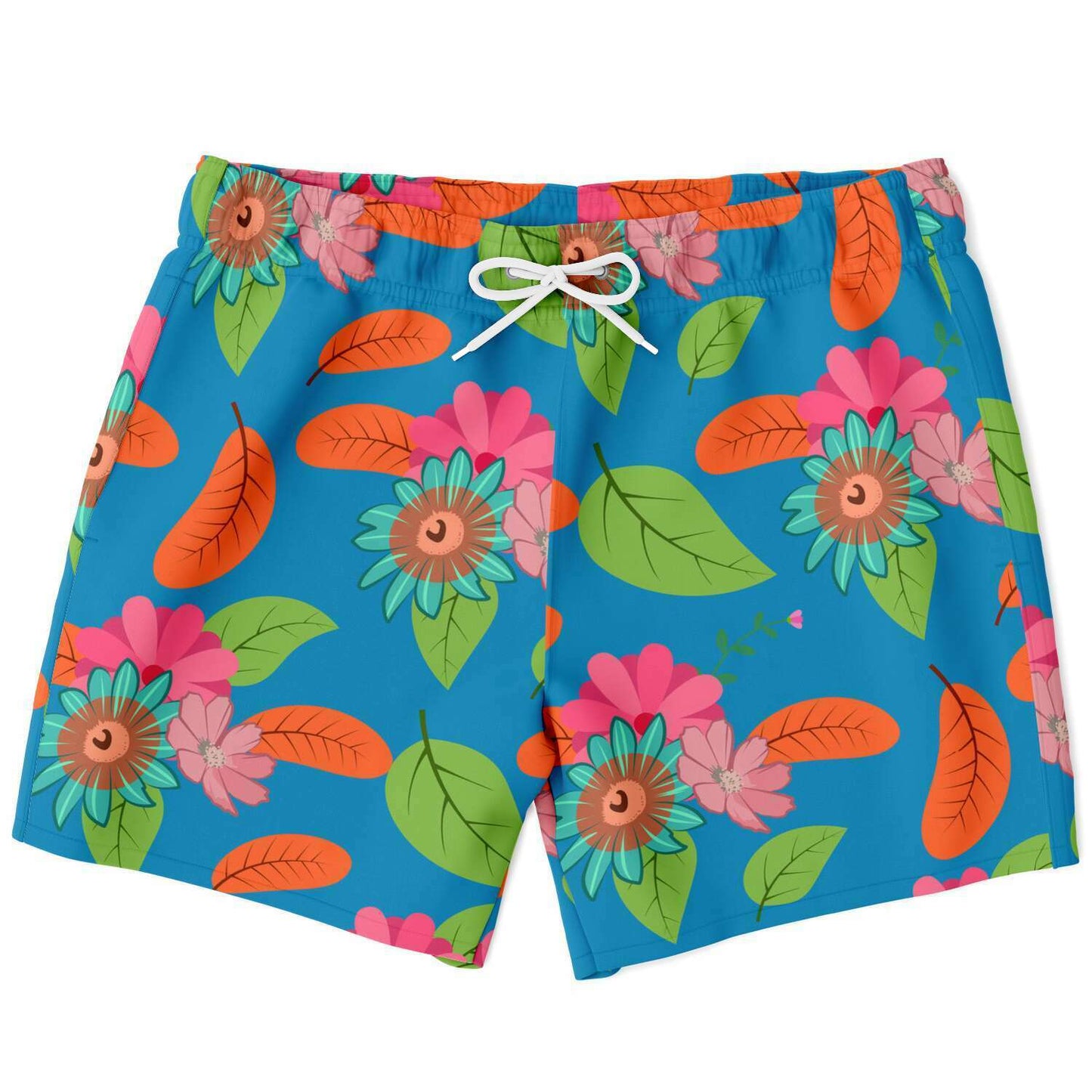 Tropical Flower Power Blue Swim Shorts