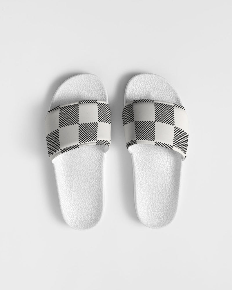 Black & Cream Check Men's Slide Sandals