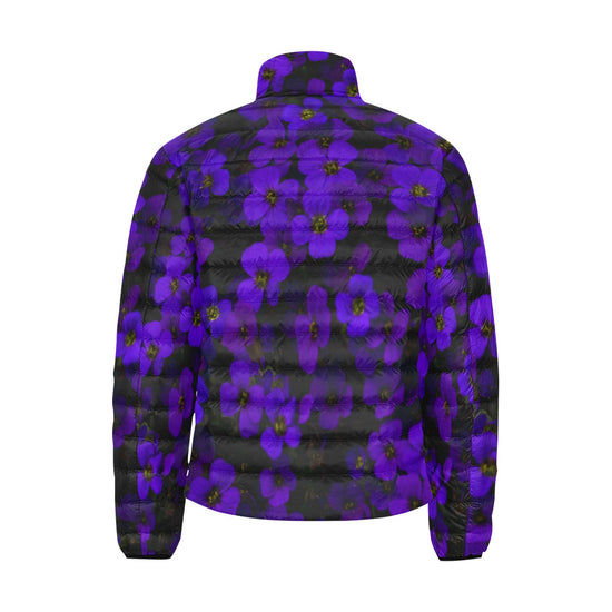 Midnight Purple Flower Men's Lightweight Puffer Jacket