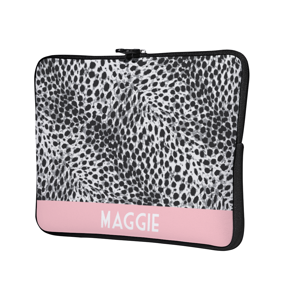 Personalized Laptop Sleeve - Pink & Leopard Print