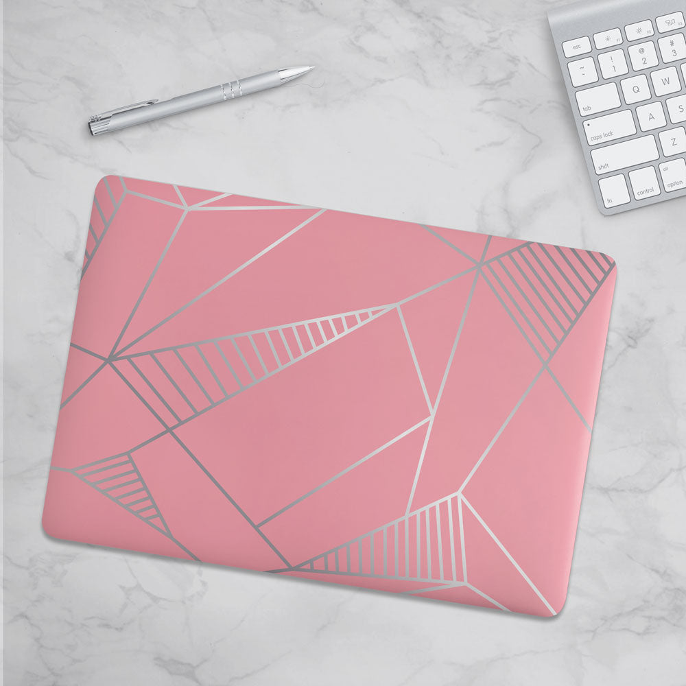 Macbook Hard Shell Case - Pink & Silver Geometric