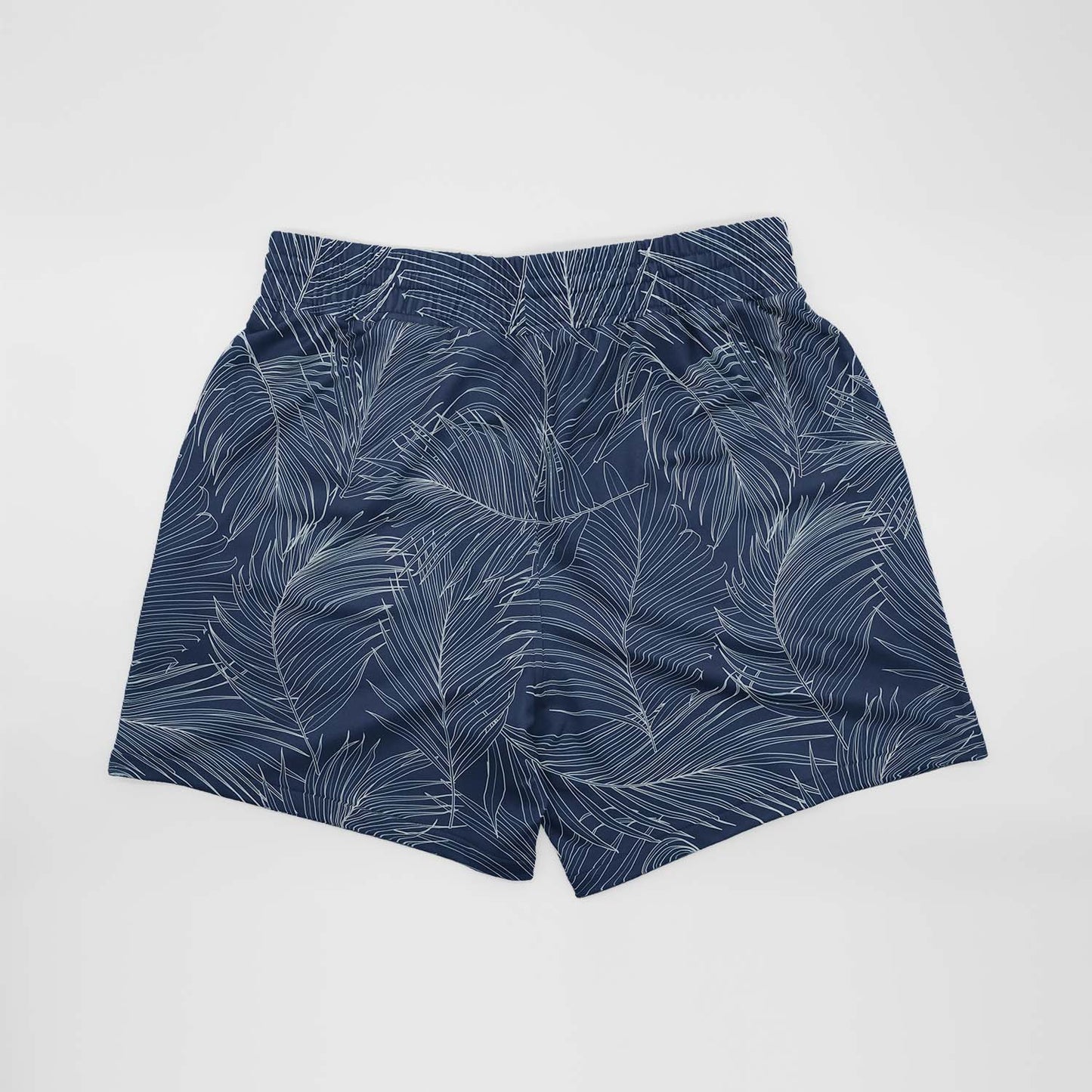 Blue Palm Tropical Mid Length Shorts