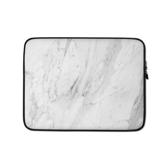Personalized Laptop Sleeve in Marble with Faux Fur Lining