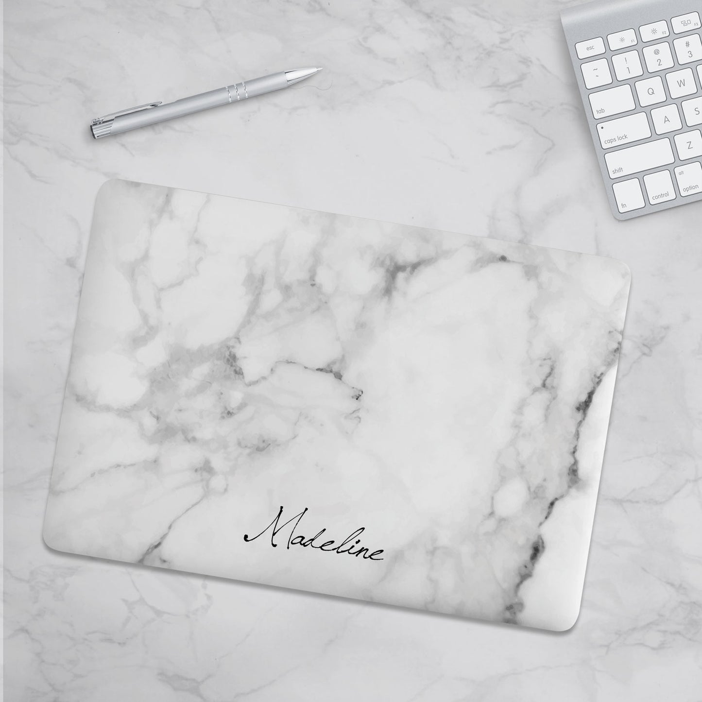 Personalized Macbook Hard Shell Case - White Marble