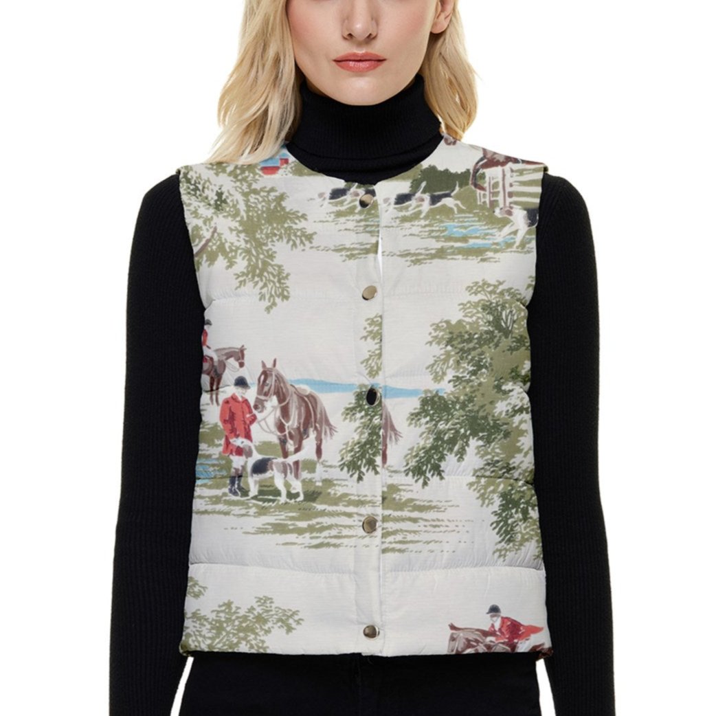 Horse Show Women's Button Up Puffer Vest Jacket