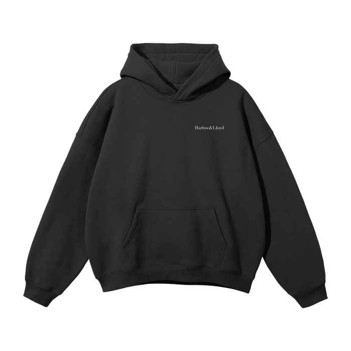 Premium Oversized Heavy Fleece Hoodie with Blue Handpainted Flower - Unisex