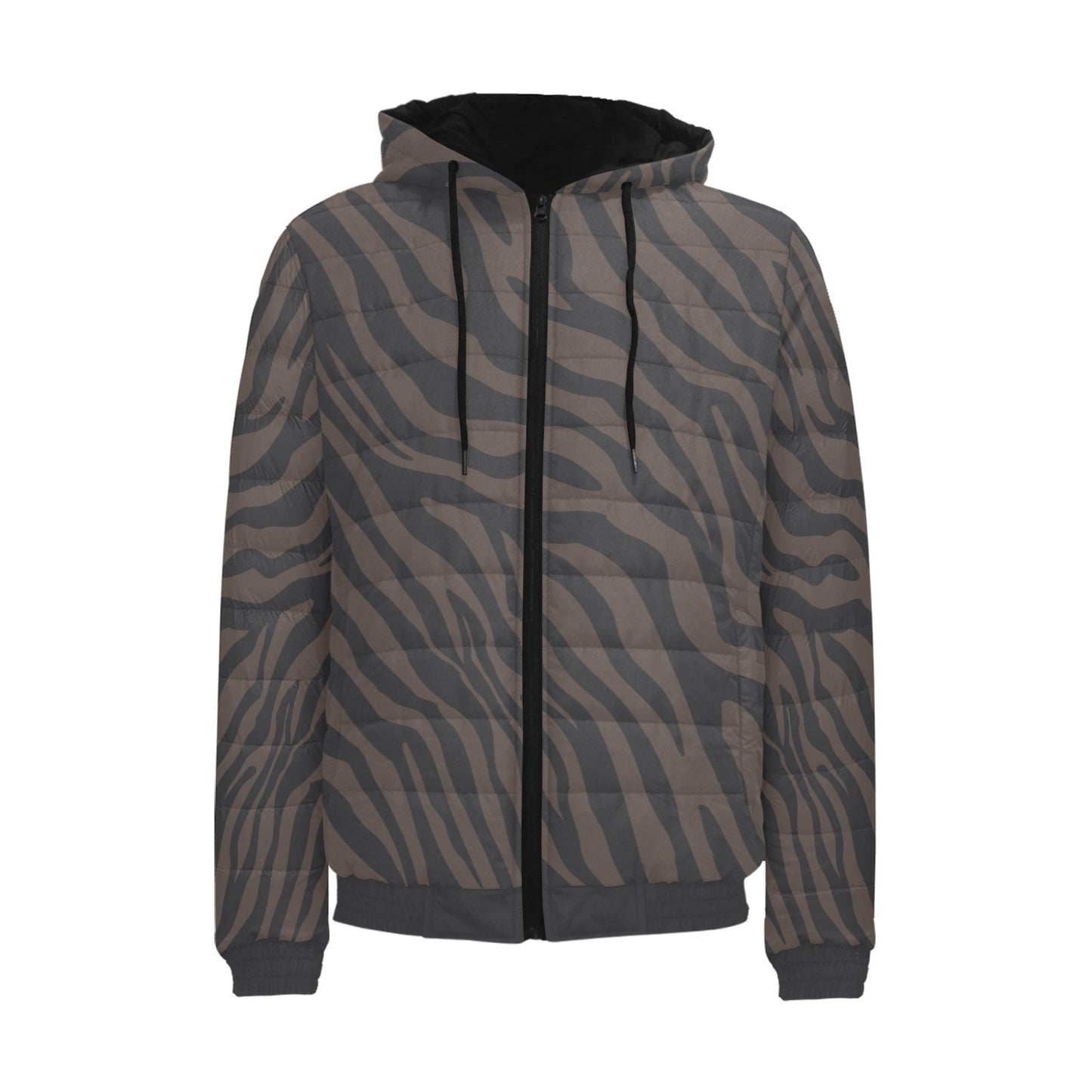 Chocolate Zebra Men's Hooded Puffer Jacket
