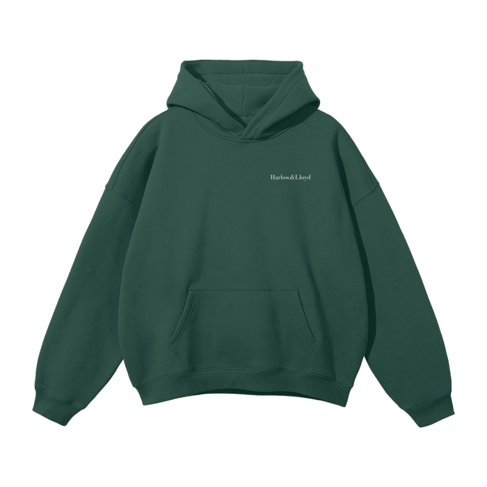 Premium Oversized Heavy Fleece Hoodie with Blue Handpainted Flower - Unisex