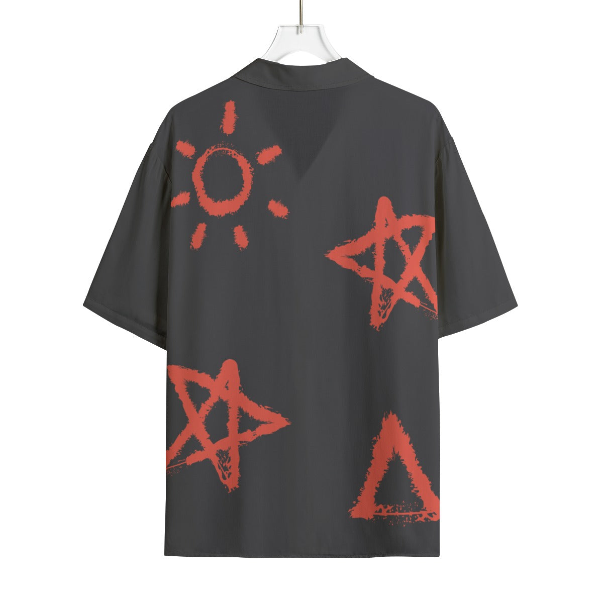 Red Symbolism Rayon Short Sleeve Shirt