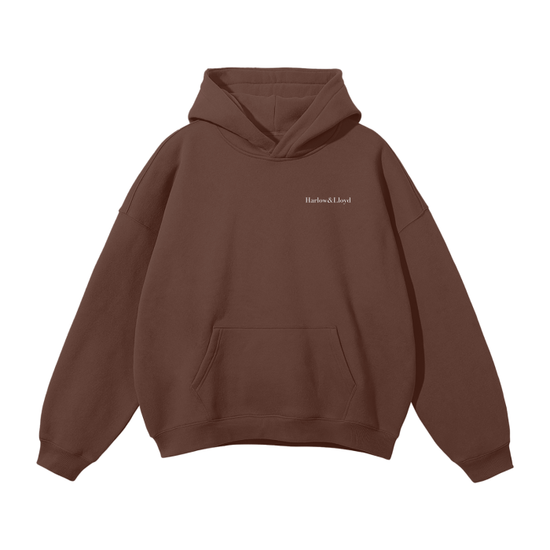 Premium Oversized Heavy Fleece Hoodie with Blue Handpainted Flower - Unisex
