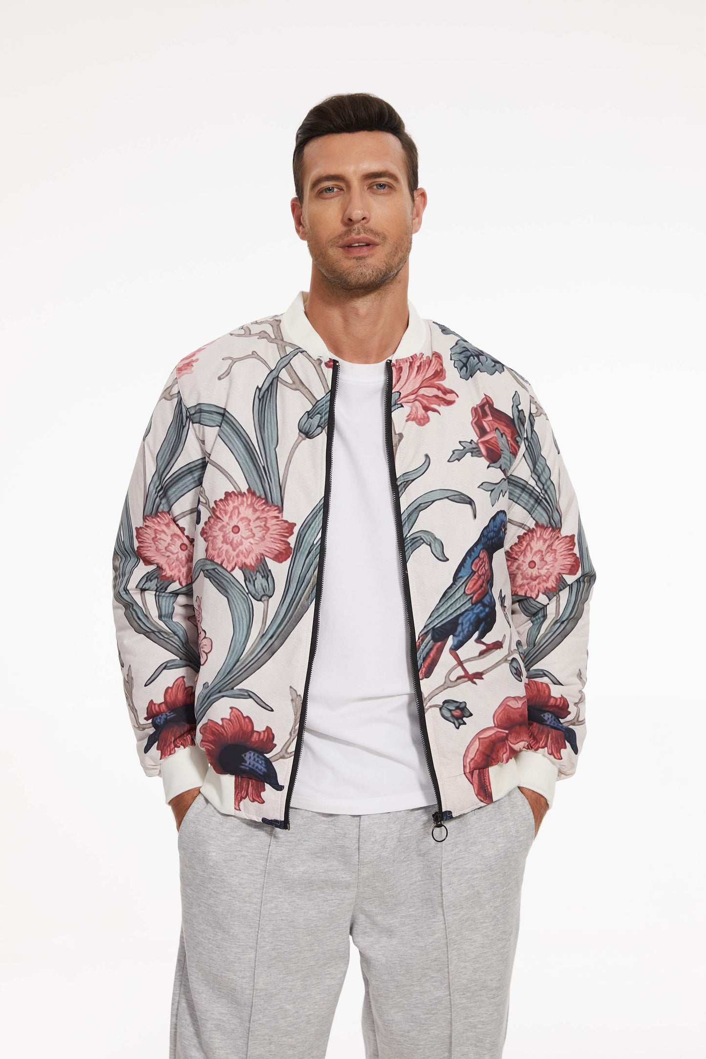 Bird on the Vine Unisex Quilted Bomber Jacket