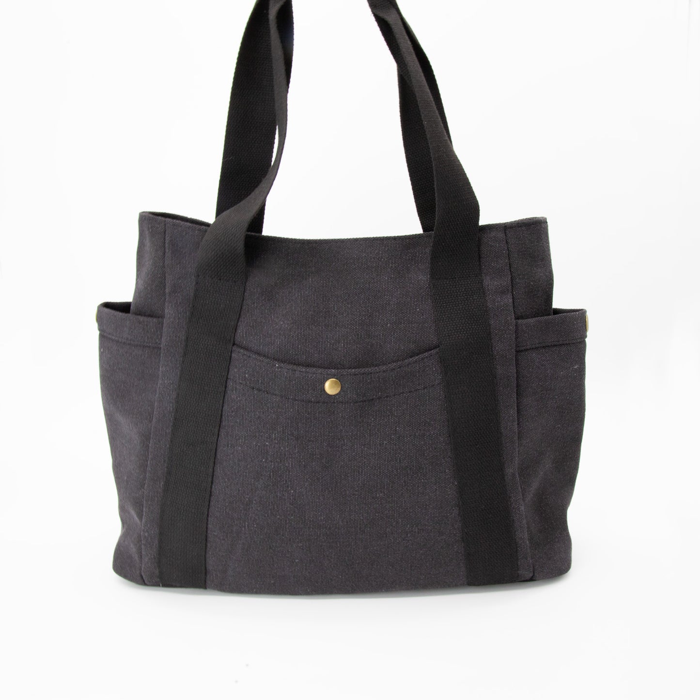 Large Canvas Tote Bag With Pockets & Zipper in Black – Harlow & Lloyd