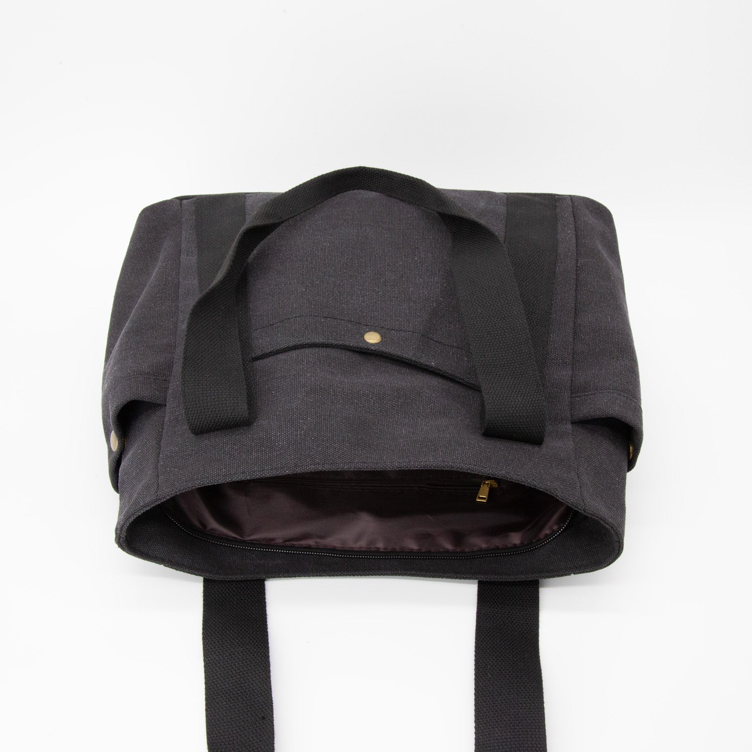 Large Canvas Tote Bag With Pockets & Zipper in Black – Harlow & Lloyd