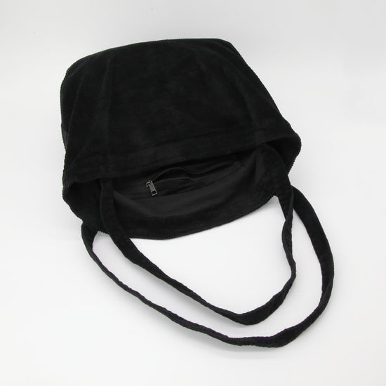 Black Corduroy Large Tote Bag