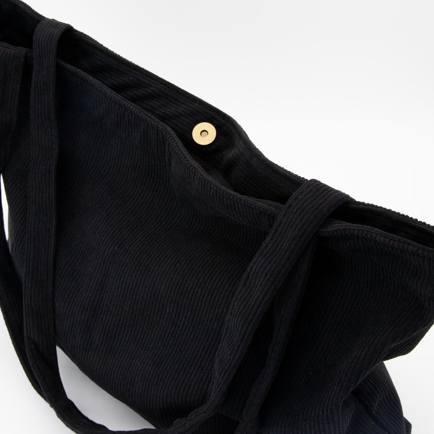 Wide Corduroy Tote Bag in Black