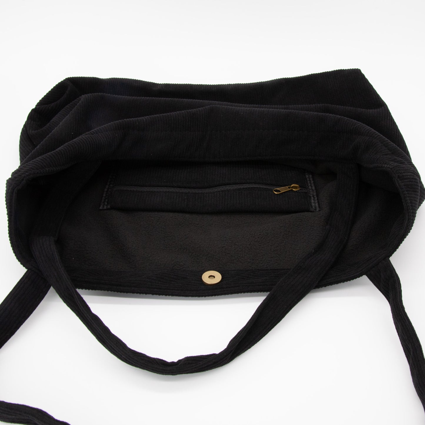 Wide Corduroy Tote Bag in Black